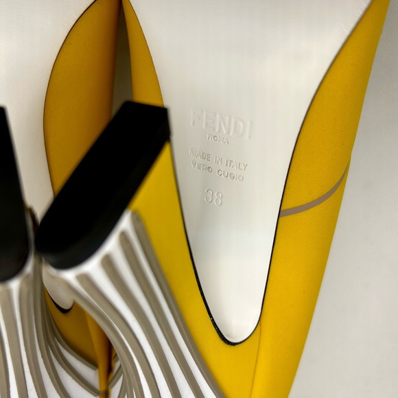 SOLD—Fendi FFreedom NIB Yellow Pumps Heels 38 UK5 - Picture 12 of 15